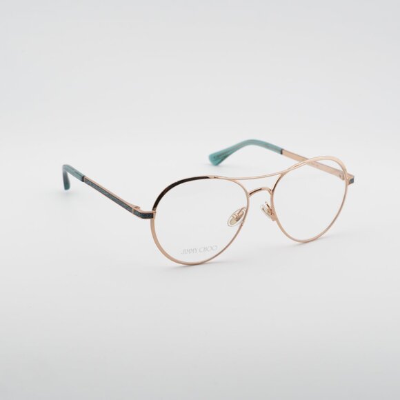 Jimmy Choo JC244 0OGA 00 Eyeglasses Gold/Teal 56mm Round Frame - Picture 8 of 10